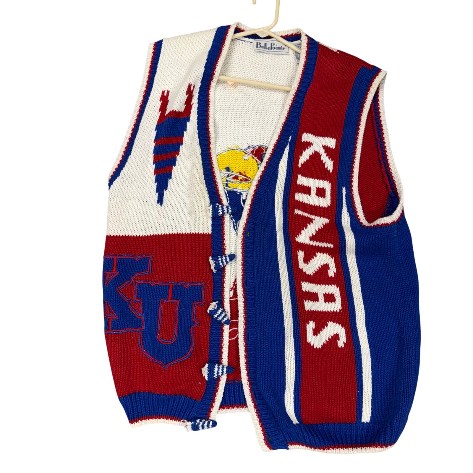 Vintage Belle Pointe University Of Kansas Jayhawks Ku Sweater Womens Xl Cardigan